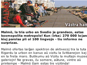La tria urbo de Svedio reklamas sin ankaŭ en Esperanto