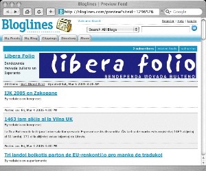 Blogline kun Libera Folio RSS-e