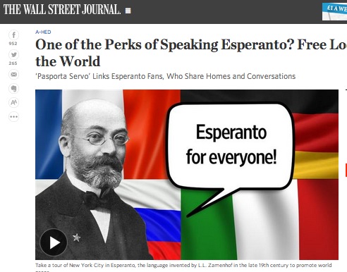 Esperanto en frontpaĝo de Wall Street Journal
